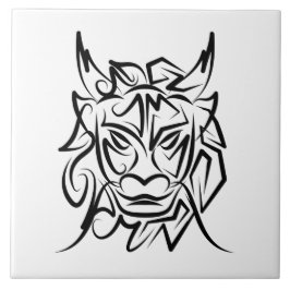 Azulejo Dragón tribal blanco y negro
