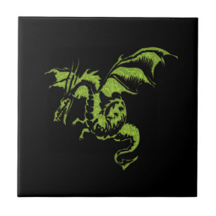 Azulejo Dragón Verde Volador
