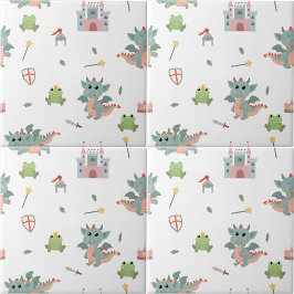 Azulejo Dragones Caballeros Fairytale Nursery Castillo Med