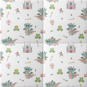 Azulejo Dragones Caballeros Fairytale Nursery Castillo Med
