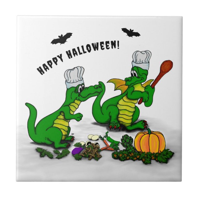 Azulejo Dragones - ¡Feliz Halloween! Hoy cocinaré (Frente)