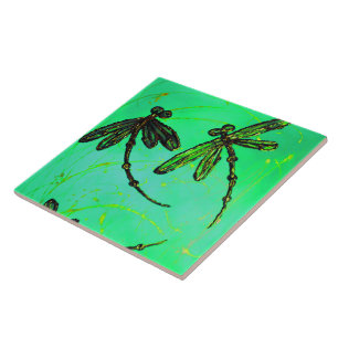 Azulejo Dragonflies Gorgeous Green & Turquoise Twist