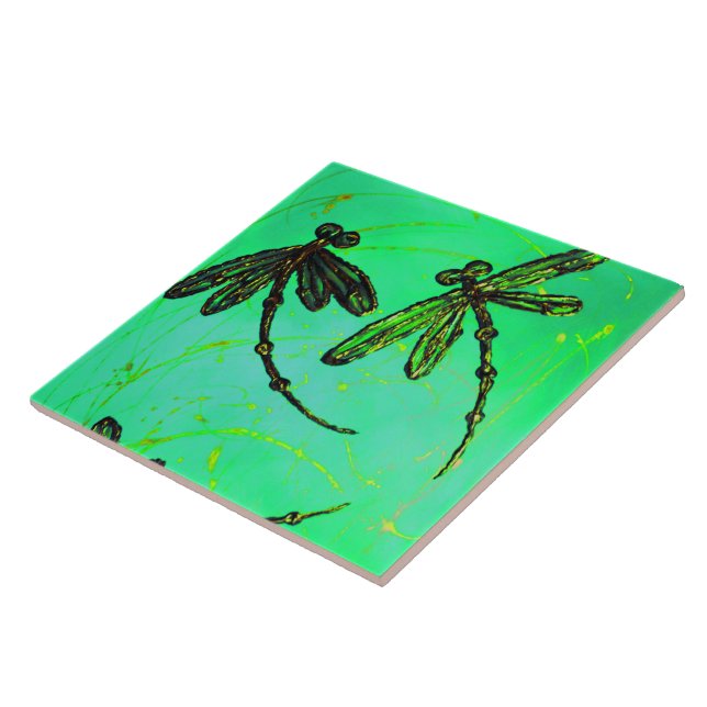 Azulejo Dragonflies Gorgeous Green & Turquoise Twist (Lado)