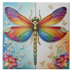 Azulejo Dragonfly arcoiris - multicolor colorido