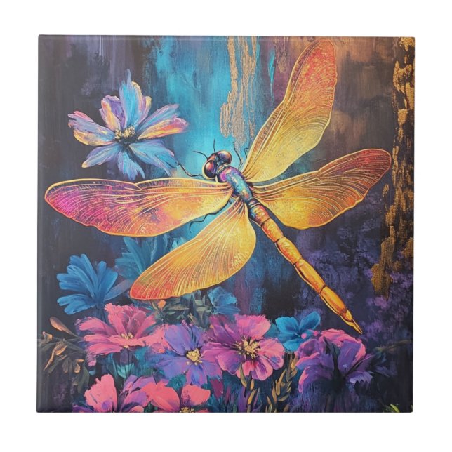 Azulejo Dragonfly Garden Wings Ceramic Tile 4.25x2.25 (Frente)