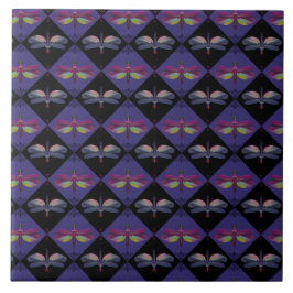 Azulejo Dragonfly on Purple & Black con guiones