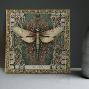 Azulejo Dragonfly Tribal Jewel Personalizado Tonos Terroso
