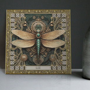 Azulejo Dragonfly Tribal Personalizado Joyas Tonos Terrest