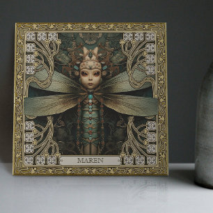 Azulejo Dragonfly Tribal Personalizado Joyas Tonos Terroso
