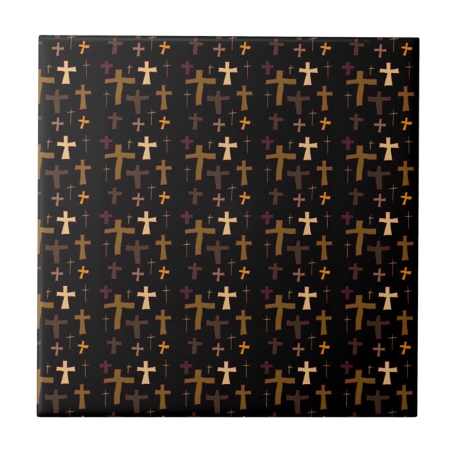 Azulejo Dramatic Multicolored Christian Crosses on Black (Frente)