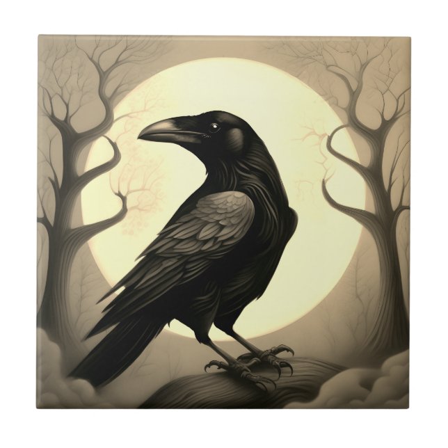 Azulejo Drawing of a black raven (Frente)