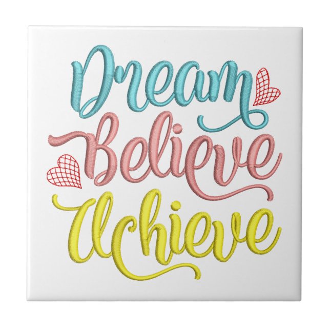 Azulejo Dream Believe Achieve Cita Inspiradora (Frente)