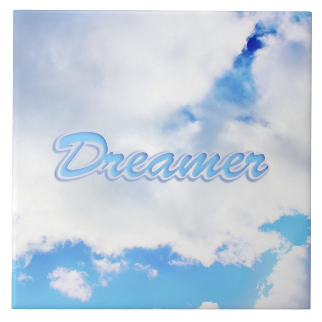 Azulejo Dreamer puffy nubes blancas y cielo azul (Frente)