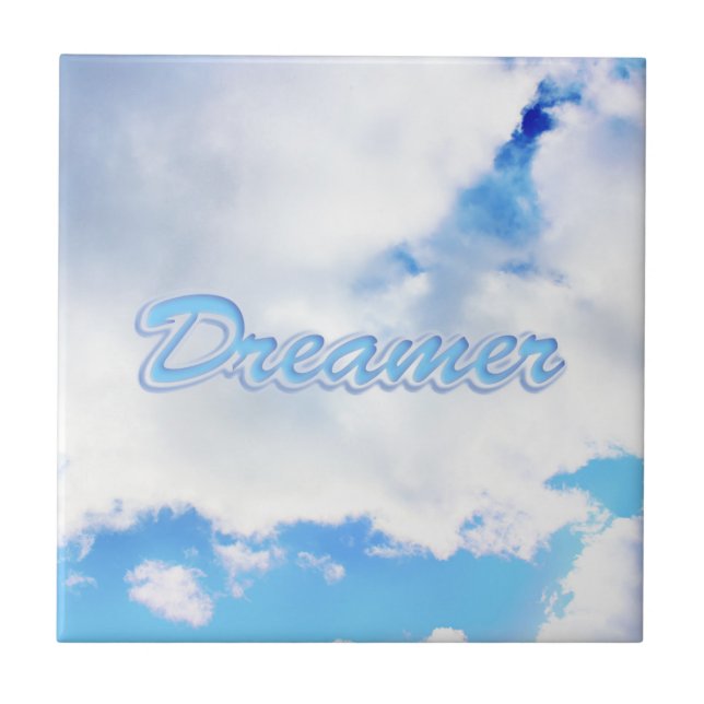Azulejo Dreamer puffy nubes blancas y cielo azul (Frente)