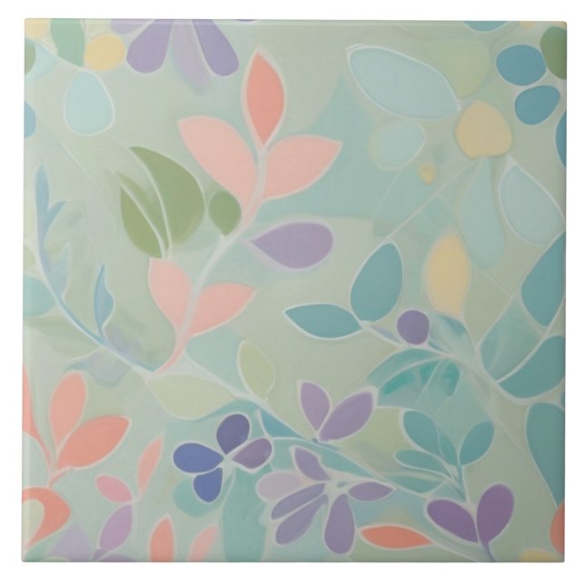 Azulejo Dreamy Mint Floral Resumen Flores Pastel Modernas (Frente)