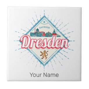 Azulejo Dresden Alemania Sajonia Retro Skyline Vintage