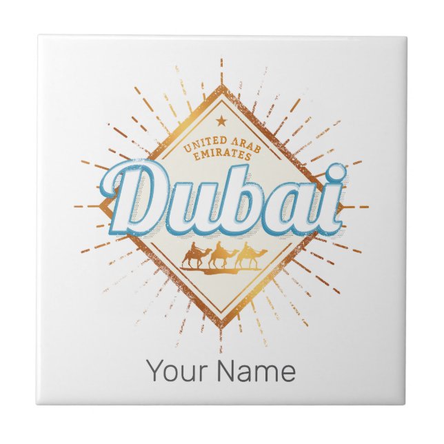 Azulejo Dubai Emiratos Árabes Unidos: Vintage Souvenir de  (Frente)