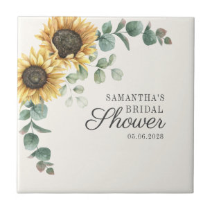 Azulejo Ducha de Novia Guion Follaje de Eucalipto Girasol