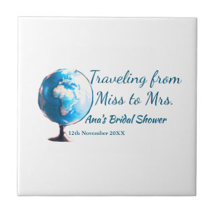 Azulejo Ducha de soltera de viaje agregar nombre fecha señ