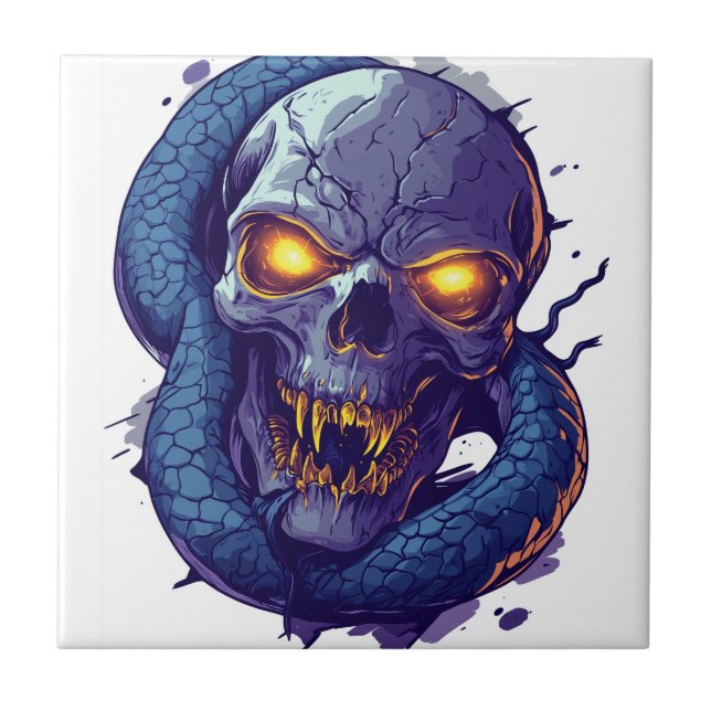Azulejo Duelo de cráneo y serpiente (Frente)