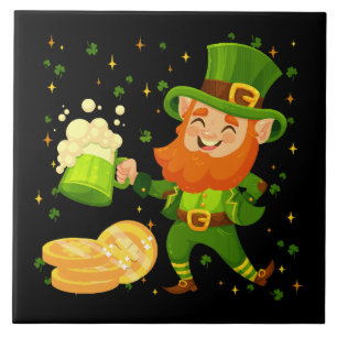 Azulejo Duende bebiendo cerveza día de San Patricio