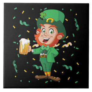 Azulejo Duende bebiendo cerveza día de San Patricio