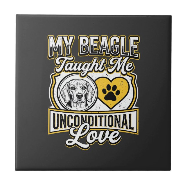 Azulejo Dueño de perro Beagle amor incondicional (Frente)