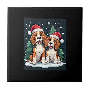 Azulejo Dueño de perro Beagle Navidad Xmas Fiesta de Navid