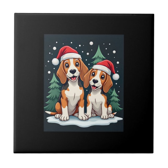 Azulejo Dueño de perro Beagle Navidad Xmas Fiesta de Navid (Frente)