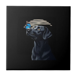 Azulejo Dueño de perro divertido labrador retriever negro
