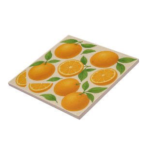 Azulejo Dulce Citrus Toda y Naranjas en lonas acuarela