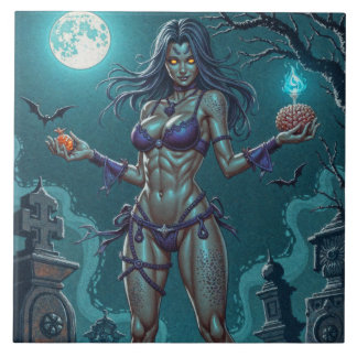 Azulejo Dulce de Halloween o Novia Zombi con Sesos