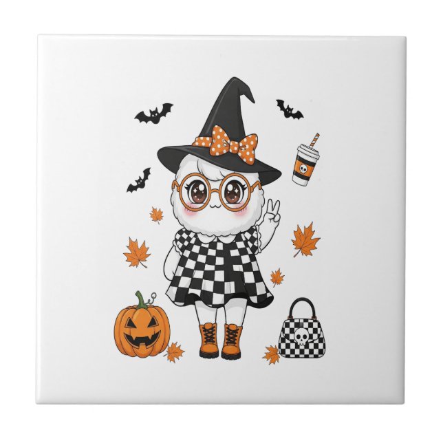 Azulejo Dulce Fantasma de Halloween (Frente)