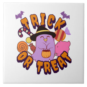 Azulejo Dulce Fantasma de Halloween Truco o Trato