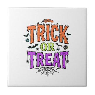 Azulejo Dulce o Truco de Halloween divertida telaraña retr