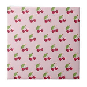 Azulejo Dulce patrón de cereza rosa