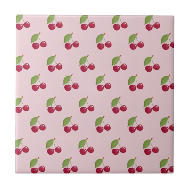 Azulejo Dulce patrón de cereza rosa (Frente)