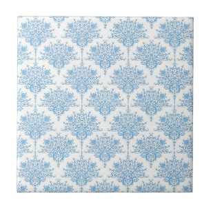 Azulejo Dulce patrón de damasco azul y blanco