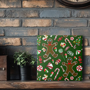 Azulejo Dulce Patrón Navideño Verde Juguetón de Pan de Jen
