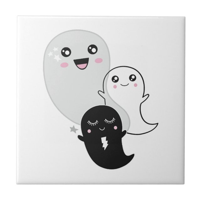 Azulejo dulces fantasmas halloween kawaii (Frente)