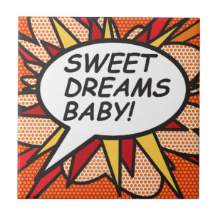 Azulejo ¡DULCES SUEÑOS BEBÉ! Divertido Arte Pop de Cómic R