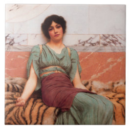 Azulejo Dulces sueños (bella mujer romana en piel de tigre