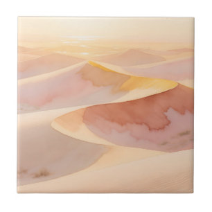 Azulejo Dunas de puesta de sol del desierto en acuarela