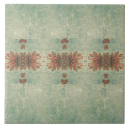 Azulejo Dúo de mosaico decorativo vintage: verde y rojizo