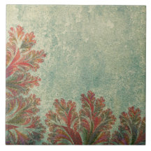 Dúo de mosaico decorativo vintage: verde y rojizo