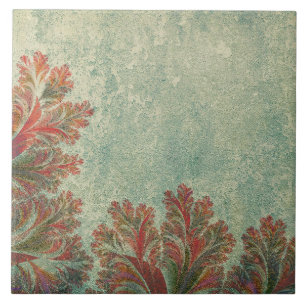 Azulejo Dúo de mosaico decorativo vintage: verde y rojizo