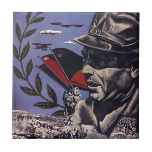 Azulejo Durruti poster original de la guerra civil español (Frente)