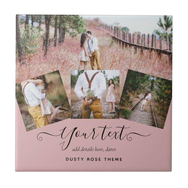 Azulejo Duste Rosa Boda rosado de recién casados regalo de (Frente)