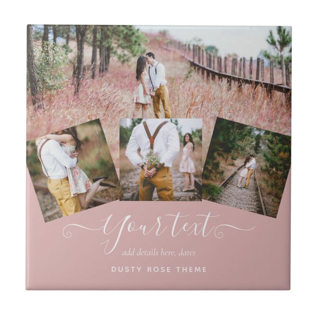 Azulejo Dusty Rosa COLLAGE DE FOTOS GIFT personalizado de  (Frente)