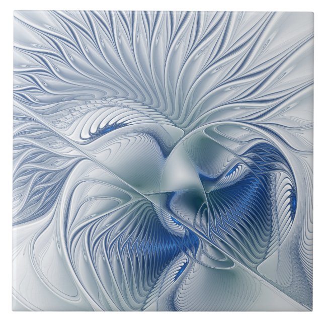 Azulejo Dynamic Fantasy Abstract Blue Tones Fractal Art (Frente)
